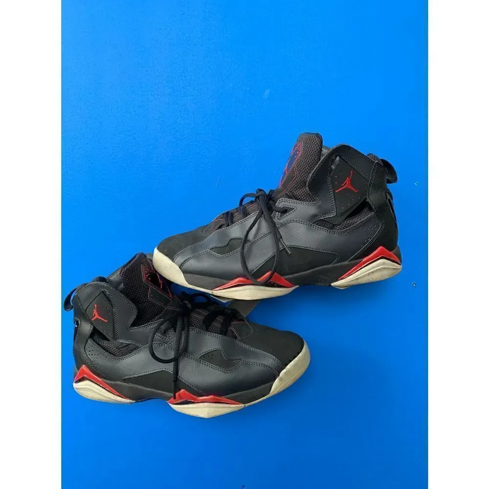 Nike Air Jordan True Flight Black Red Anthracite Grey Shoes 342964-002 Size 10.5